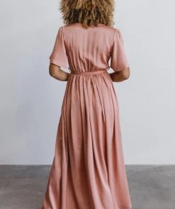 BB Custom Dresses Sicily Satin Maxi Dress | Blush