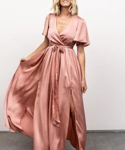 BB Custom Dresses Sicily Satin Maxi Dress | Blush