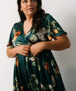 BB Custom Sicily Satin Maxi Dress | Deep Topaz Floral