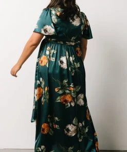 BB Custom Sicily Satin Maxi Dress | Deep Topaz Floral