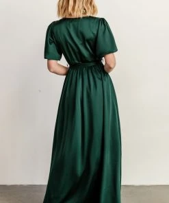BB Custom Sicily Satin Maxi Dress | Emerald