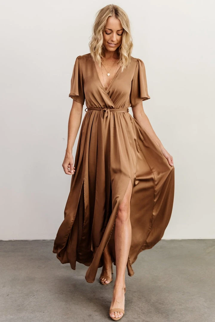 BB Custom Dresses Sicily Satin Maxi Dress | Mocha 1 BB Custom Dresses Sicily Satin Maxi Dress | Mocha