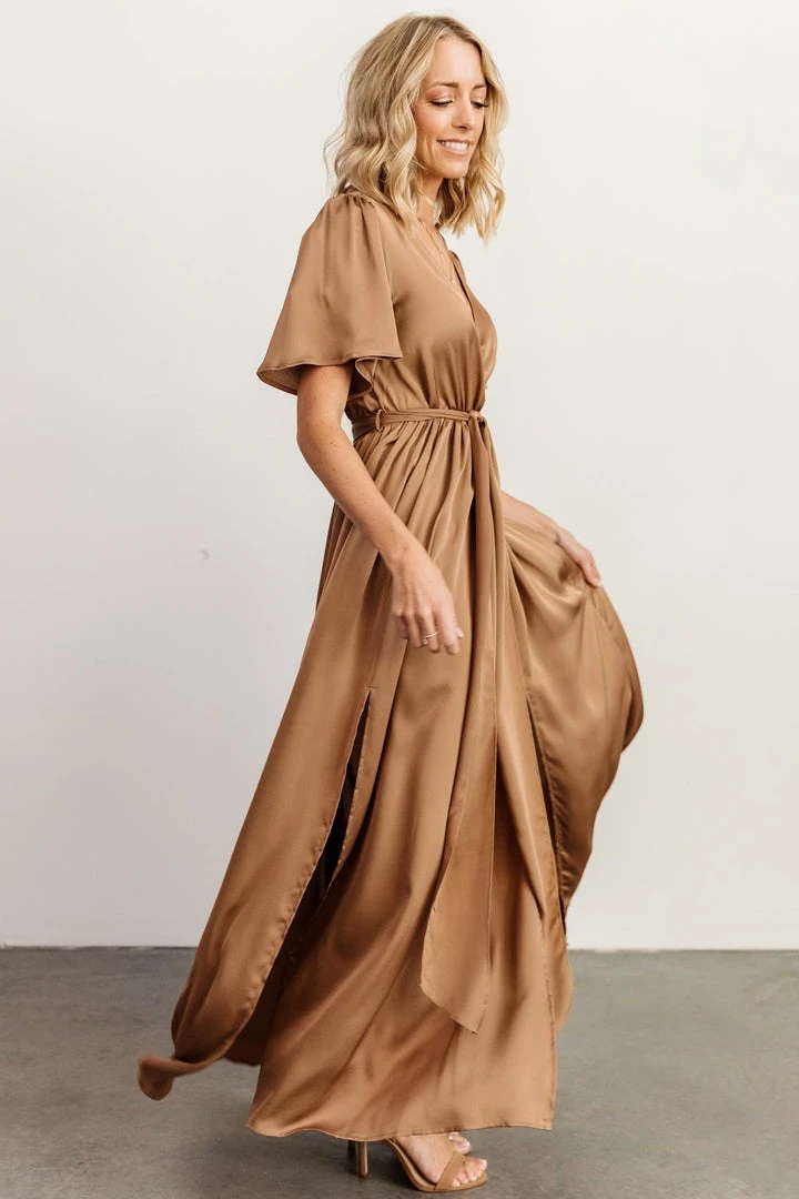 BB Custom Dresses Sicily Satin Maxi Dress | Mocha 3 BB Custom Dresses Sicily Satin Maxi Dress | Mocha