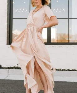 BB Custom Sicily Satin Maxi Dress | Natural