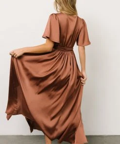 BB Custom Sicily Satin Maxi Dress | Rosy Brown