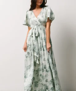 BB Custom Sicily Satin Maxi Dress | Sage Floral Dresses 5 BB Custom Sicily Satin Maxi Dress | Sage Floral Dresses