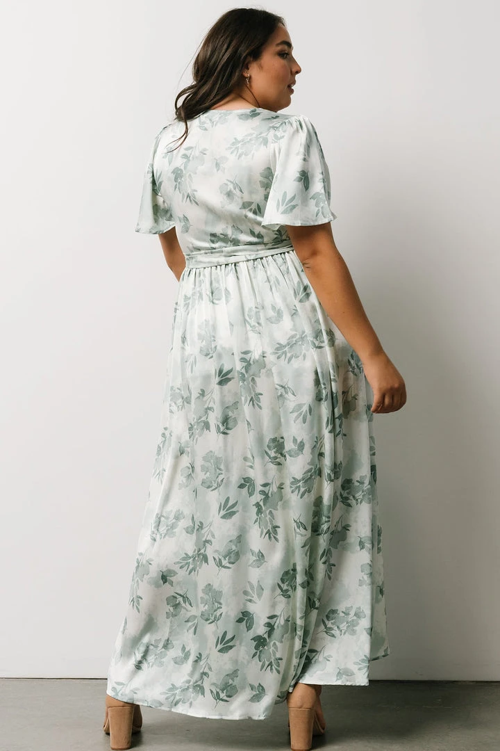 BB Custom Sicily Satin Maxi Dress | Sage Floral Dresses BB Custom Sicily Satin Maxi Dress | Sage Floral Dresses