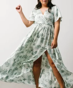 BB Custom Sicily Satin Maxi Dress | Sage Floral Dresses 14 BB Custom Sicily Satin Maxi Dress | Sage Floral Dresses