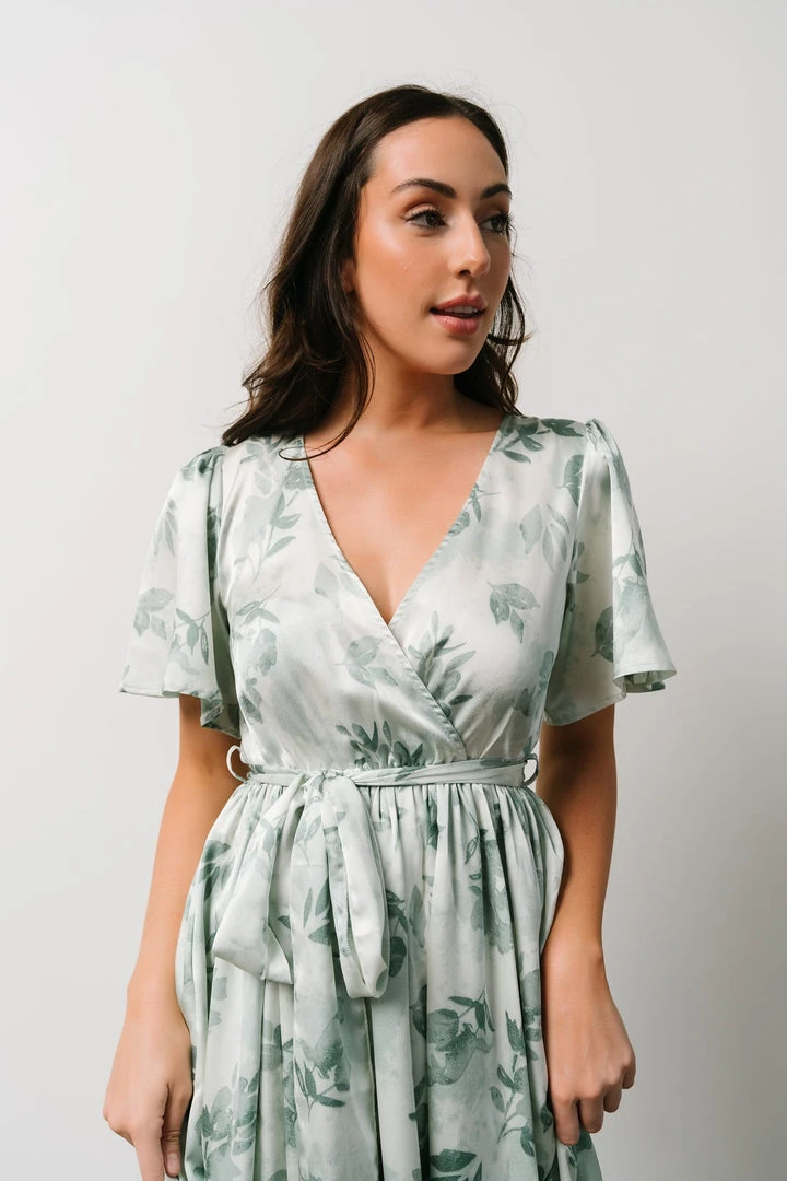 BB Custom Sicily Satin Maxi Dress | Sage Floral Dresses BB Custom Sicily Satin Maxi Dress | Sage Floral Dresses