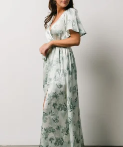 BB Custom Sicily Satin Maxi Dress | Sage Floral Dresses 10 BB Custom Sicily Satin Maxi Dress | Sage Floral Dresses