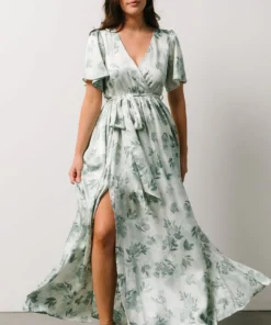 BB Custom Sicily Satin Maxi Dress | Sage Floral Dresses 3 BB Custom Sicily Satin Maxi Dress | Sage Floral Dresses