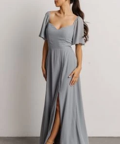 BB Custom Sierra Sweetheart Maxi Dress | Dusty Blue