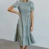 HAY Skylar Smocked Midi Dress | Blue Floral Dresses