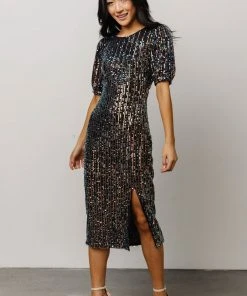 SL Dresses Socorro Sequin Midi Dress | Black 12 SL Dresses Socorro Sequin Midi Dress | Black