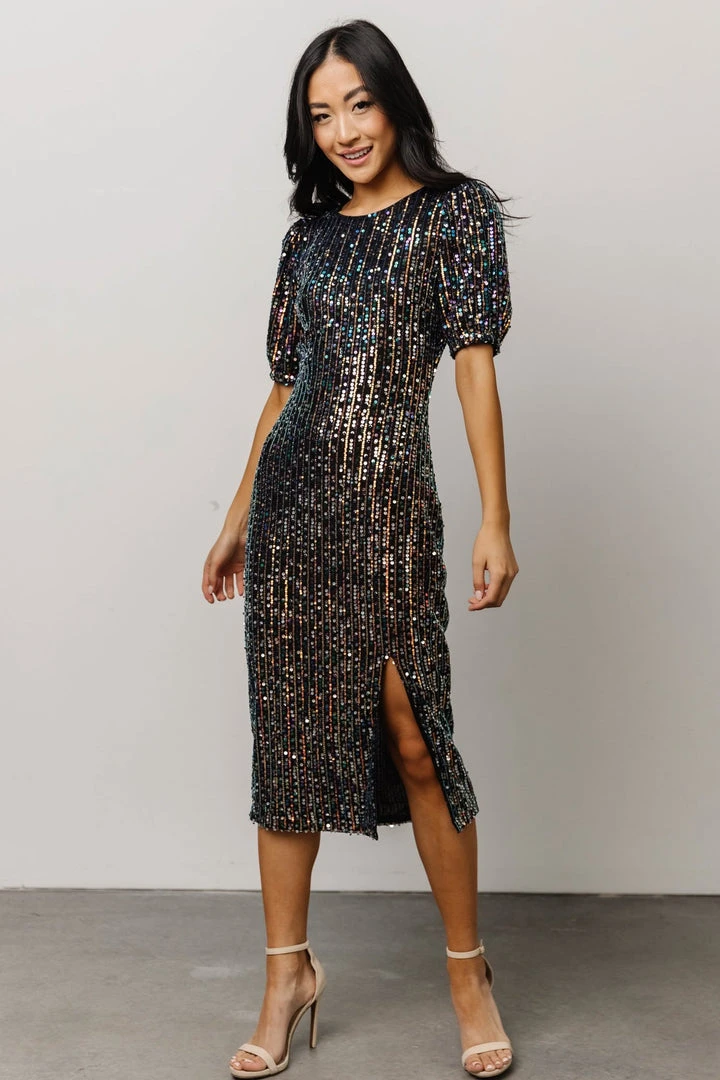 SL Dresses Socorro Sequin Midi Dress | Black 5 SL Dresses Socorro Sequin Midi Dress | Black