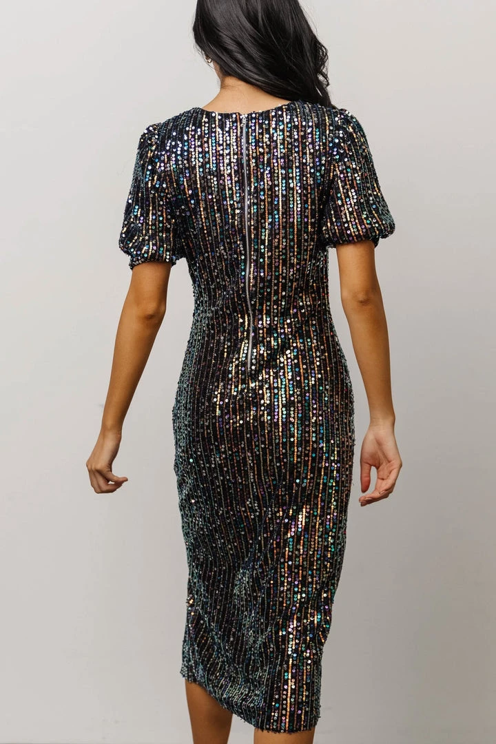 SL Dresses Socorro Sequin Midi Dress | Black 3 SL Dresses Socorro Sequin Midi Dress | Black