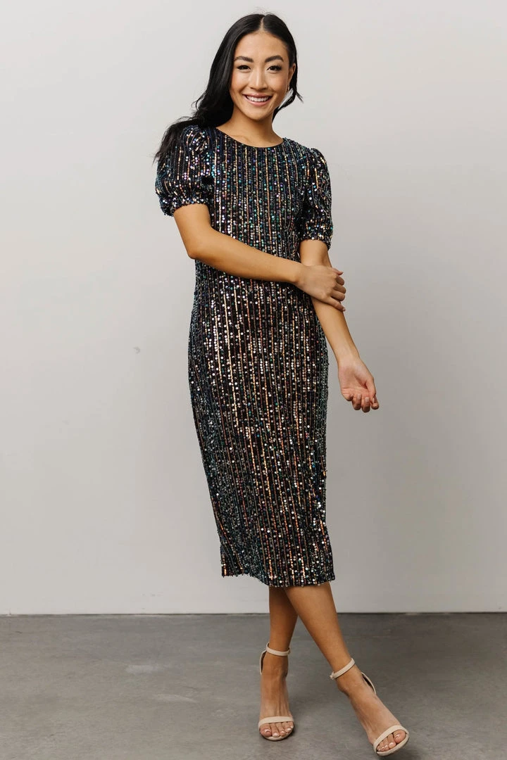 SL Dresses Socorro Sequin Midi Dress | Black 4 SL Dresses Socorro Sequin Midi Dress | Black