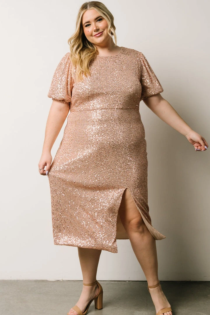 SL Socorro Sequin Midi Dress | Champagne 2 SL Socorro Sequin Midi Dress | Champagne