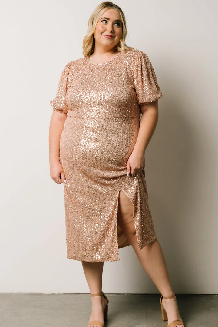 SL Socorro Sequin Midi Dress | Champagne 14 SL Socorro Sequin Midi Dress | Champagne
