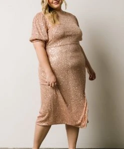 SL Socorro Sequin Midi Dress | Champagne 34 SL Socorro Sequin Midi Dress | Champagne