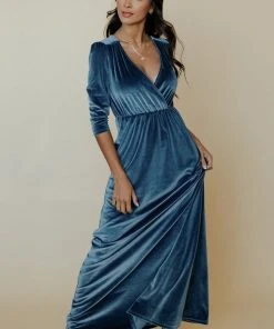 BB Custom Sofia Velvet Maxi Dress | Blue Dresses