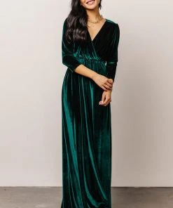 BB Custom Dresses Sofia Velvet Maxi Dress | Emerald