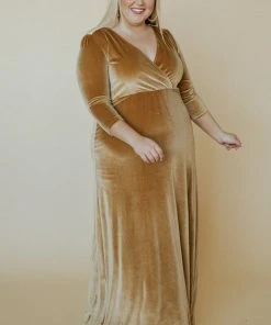 BB Custom Sofia Velvet Maxi Dress | Gold
