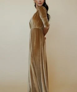 BB Custom Sofia Velvet Maxi Dress | Gold