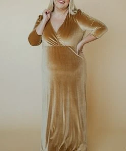 BB Custom Sofia Velvet Maxi Dress | Gold