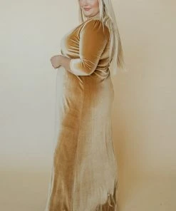 BB Custom Sofia Velvet Maxi Dress | Gold