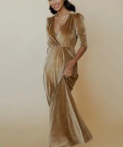 BB Custom Sofia Velvet Maxi Dress | Gold
