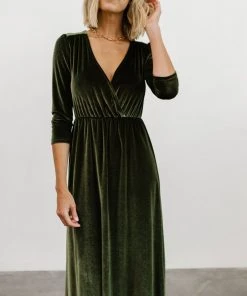 BB Custom Dresses Sofia Velvet Maxi Dress | Olive