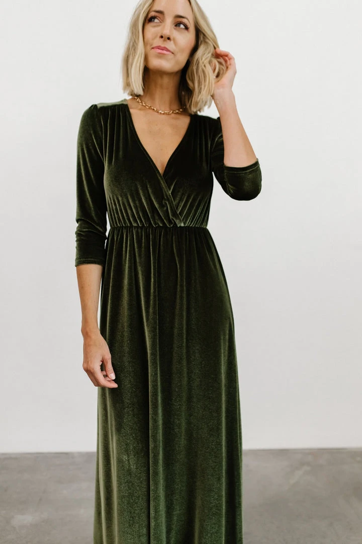 BB Custom Dresses Sofia Velvet Maxi Dress | Olive 2 BB Custom Dresses Sofia Velvet Maxi Dress | Olive