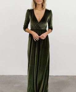BB Custom Dresses Sofia Velvet Maxi Dress | Olive