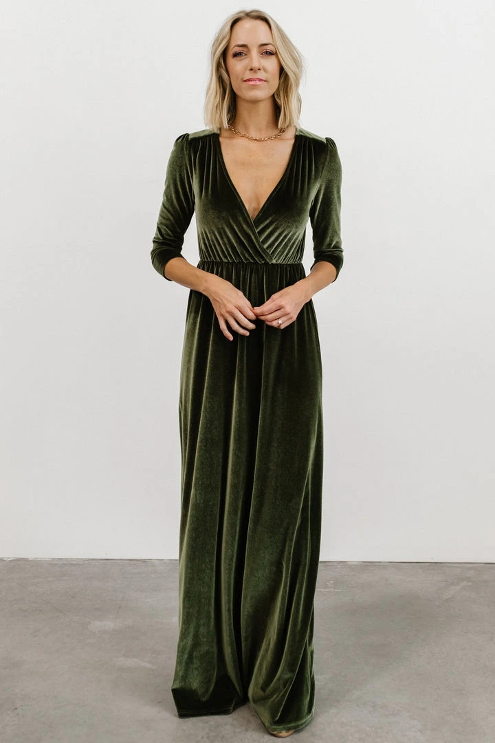 BB Custom Dresses Sofia Velvet Maxi Dress | Olive 1 BB Custom Dresses Sofia Velvet Maxi Dress | Olive