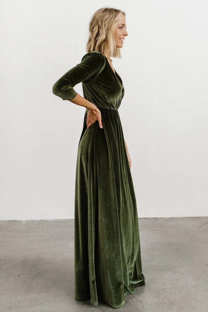 BB Custom Dresses Sofia Velvet Maxi Dress | Olive 6 BB Custom Dresses Sofia Velvet Maxi Dress | Olive