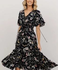 BB Custom Dresses Spell Boho Midi Dress | Navy Floral