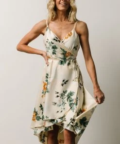 BB Custom Steffi Tulip Wrap Dress | Ivory Floral Dresses