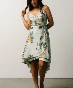 BB Custom Dresses Steffi Tulip Wrap Dress | Light Sage Floral