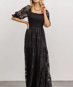 BB Custom Stella Smocked Lace Maxi Dress | Black Dresses