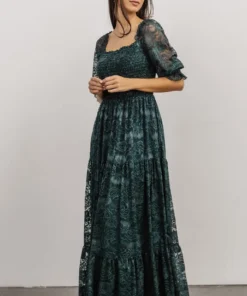 BB Custom Dresses Stella Smocked Lace Maxi Dress | Deep Topaz 3 BB Custom Dresses Stella Smocked Lace Maxi Dress | Deep Topaz