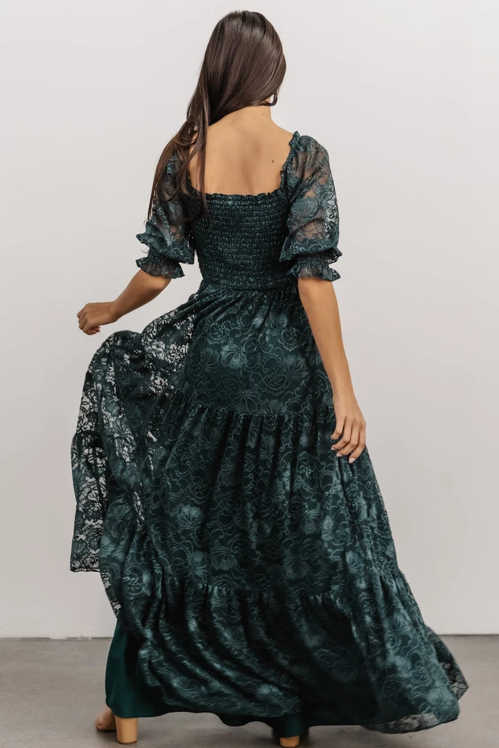 BB Custom Dresses Stella Smocked Lace Maxi Dress | Deep Topaz BB Custom Dresses Stella Smocked Lace Maxi Dress | Deep Topaz