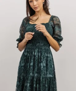 BB Custom Dresses Stella Smocked Lace Maxi Dress | Deep Topaz 2 BB Custom Dresses Stella Smocked Lace Maxi Dress | Deep Topaz