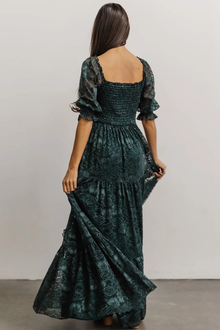 BB Custom Dresses Stella Smocked Lace Maxi Dress | Deep Topaz BB Custom Dresses Stella Smocked Lace Maxi Dress | Deep Topaz