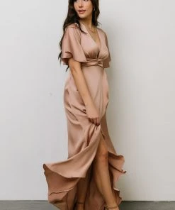 DD Stina Satin Maxi Dress | Champagne