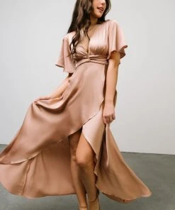 DD Stina Satin Maxi Dress | Champagne