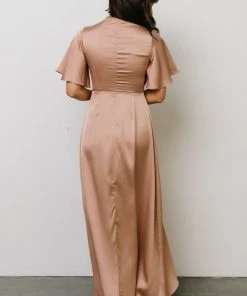 DD Stina Satin Maxi Dress | Champagne