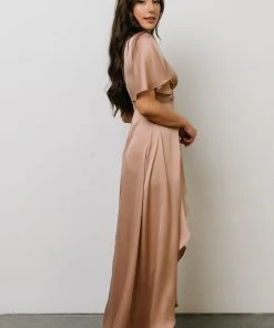 DD Stina Satin Maxi Dress | Champagne