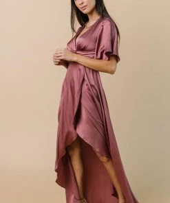 DD Stina Satin Maxi Dress | Dark Rose Dresses