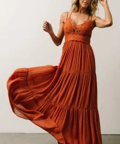 FT Summerlin Lace Top Maxi Dress | Rust